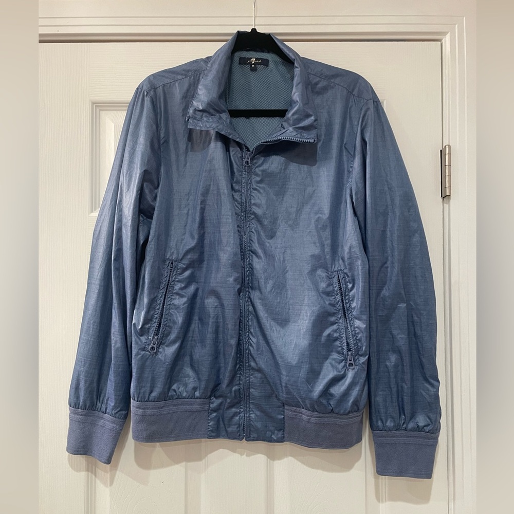 7 For All Mankind Men's Slate Blue Windbreaker